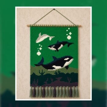 Underwater Whale Tapestry Crochet Pattern 80x120 Stitches