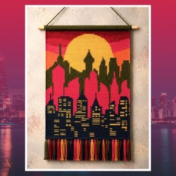 Vibrant Sunset Skyline Tapestry Crochet Pattern 100x160 Stitches